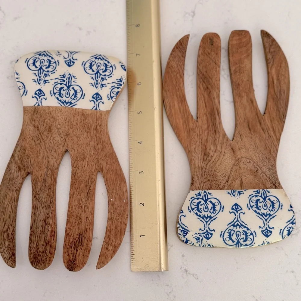 Salad Hands,  Wood Salad Servers, Salad Serving Set OF 2